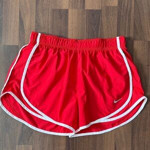 Nike Red Women's Athletic Shorts with White Trim